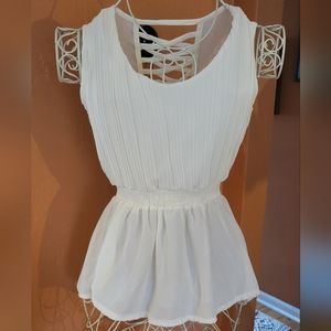 White chiffon peplum blouse